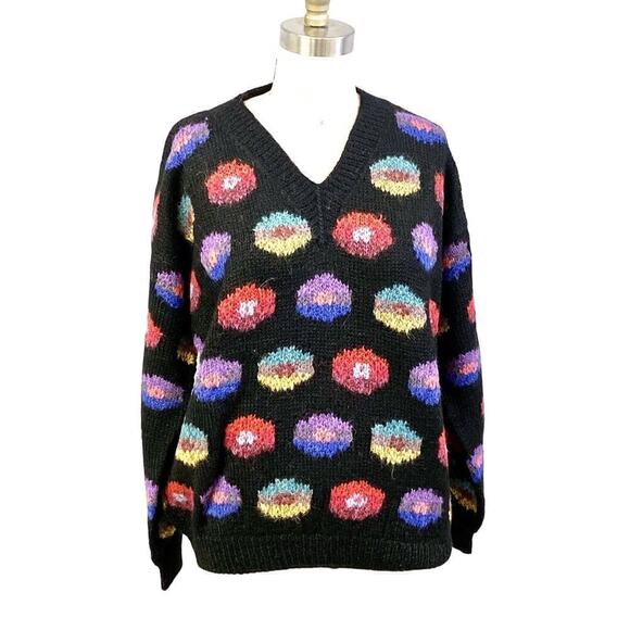 THE PERUVIAN CONNECTION 100% ALPACA SWEATER SIZE LARGE OVERSIZED 80s Colorful - Picture 1 of 5